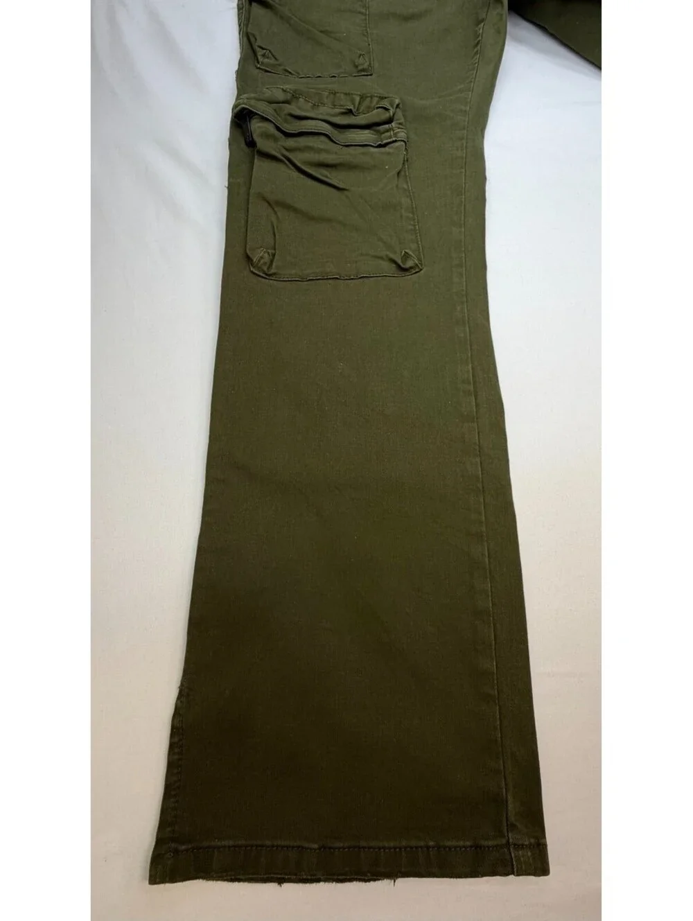 Preme Men's Jeans Straight Mid Rise Denim Cargo Pocket Solid Size 40 Green